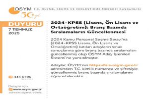 2024-KPSS Branş bazında sıralamalar güncellendi
