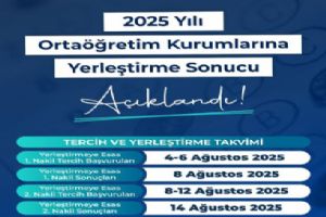 2025 Yılı Ortaöğretim Yerleştirme sonuçları açıklandı