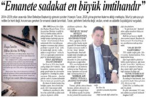 link Silivri geçmiş dönem Belediye Başkanı Hüseyin Turan: Emanete sadakat en büyük imtihandır