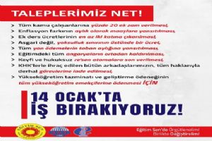 Silivri Eğitim-Sen’den 14 Ocak’ta iş bırakma çağrısı