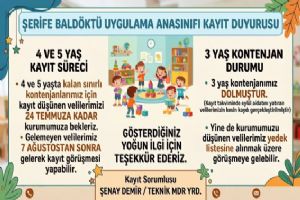 link Silivri Şerife Baldöktü Uygulama Ana Sınıfı'nda kayıt süreci devam ediyor