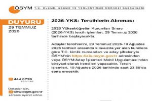 YKS 2026 tercih süreci başladı
