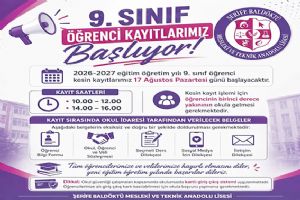 Silivri Şerife Baldöktü MTAL’de 9. Sınıf kayıtları başladı