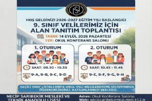 link Silivri Necip Sarıbekir Lisesi'nde 9. Sınıf Velilerine Alan Tanıtım Toplantısı