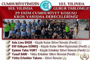 Silivri Ertuğrul Gazi Ortaokulu Öğrencilerinden Cumhuriyet Koşusunda beş derece