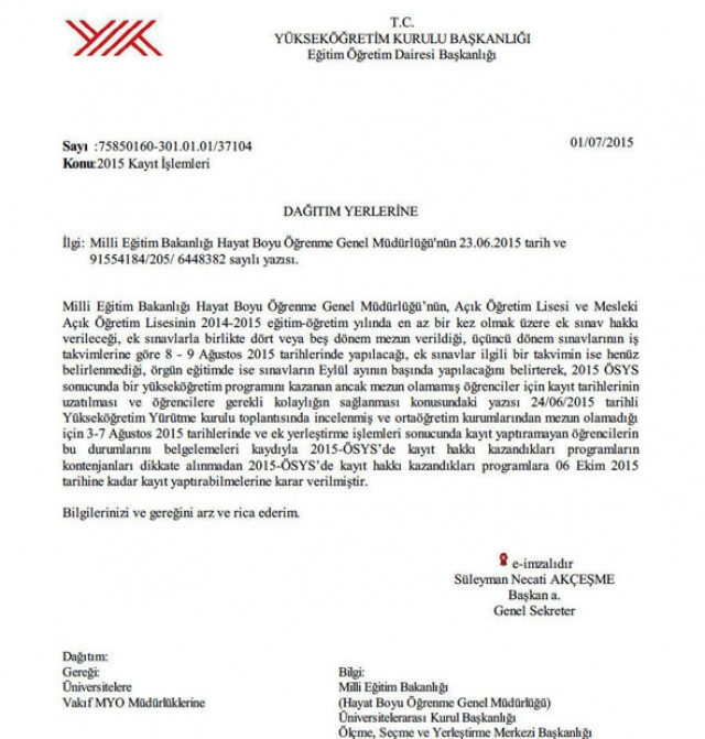 Mezun olamayan liselilere kayıt hakkı
