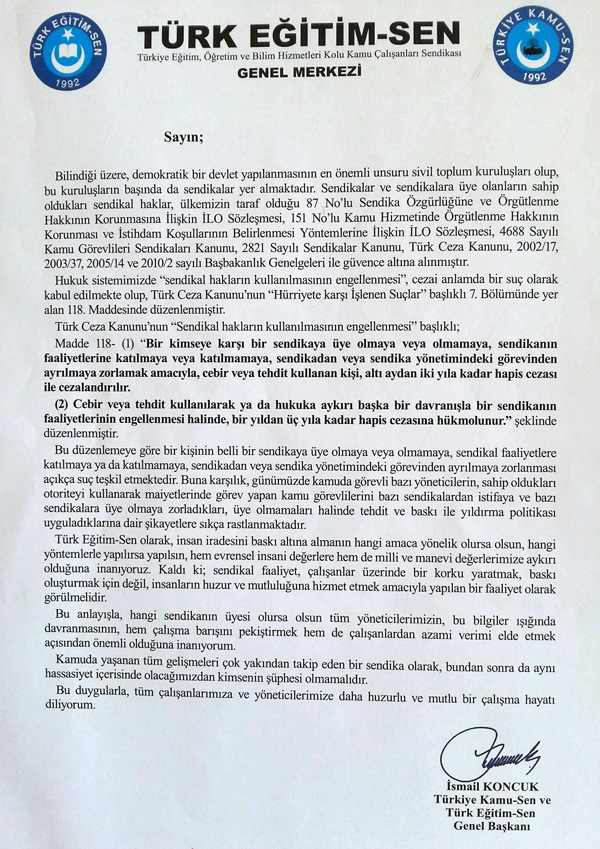 Koncuk: Baskı değil, hizmet amacıyla yapılmalı