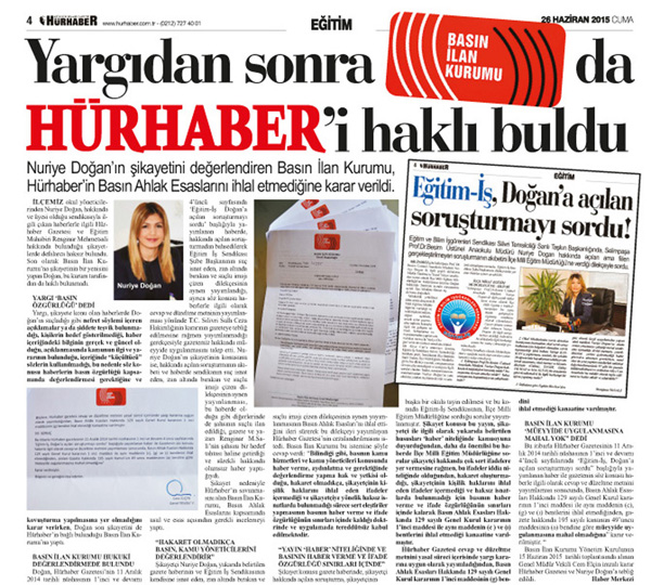 Hürhaber yine haklı bulundu