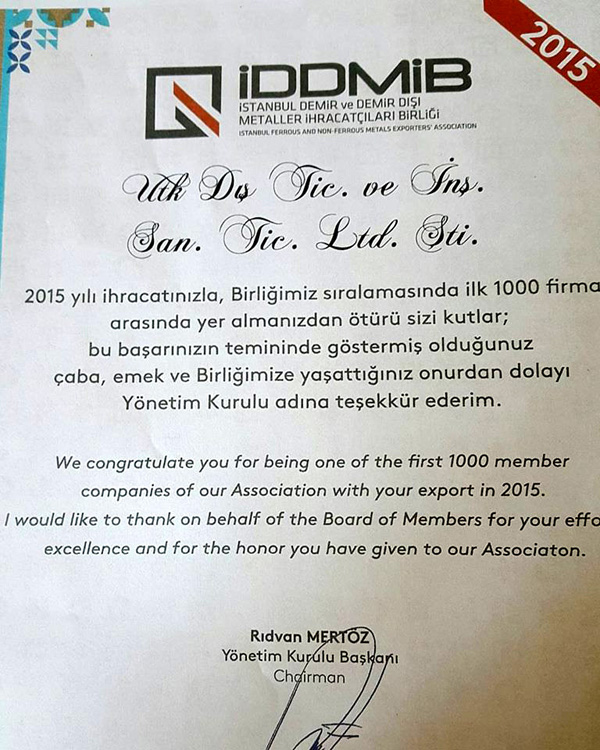 UTK ihracatta ilk 1000’de