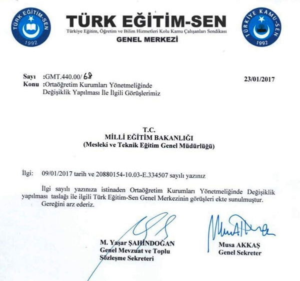 TES, görüşlerini MEB’e iletti