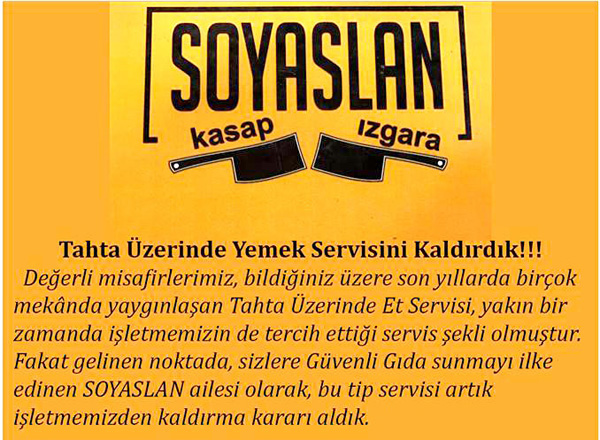Soyaslan: Tahta üzerinde yemek servisini kaldırdık