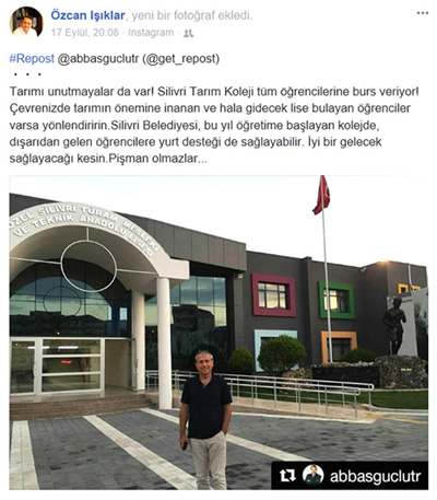 Güçlü’den Tarım Lisesi paylaşımı