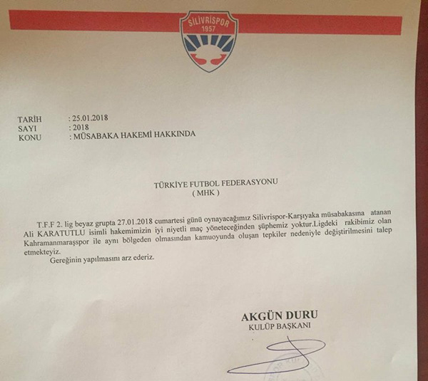 Silivrispor’un hakem isyanı