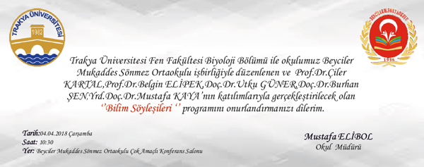 Beyciler Ortaokulu’nda “Bilim Söyleşileri” yapılacak