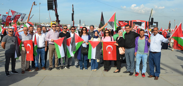 ‘Zulme lanet Kudüs’e destek’ mitingine katıldılar