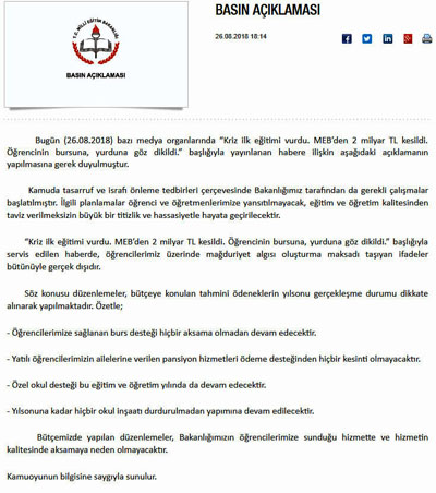 “Bütçe kısıtlaması, eğitim hizmetini aksatmayacak”