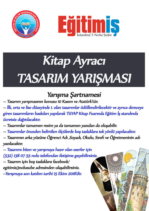 Atatürk konulu Kitap Ayracı Tasarım Yarışması