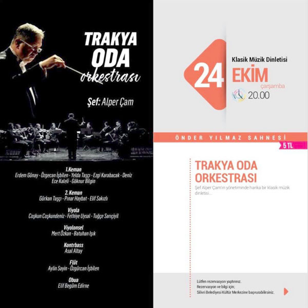 Trakya Oda Orkestrası konseri bu akşam