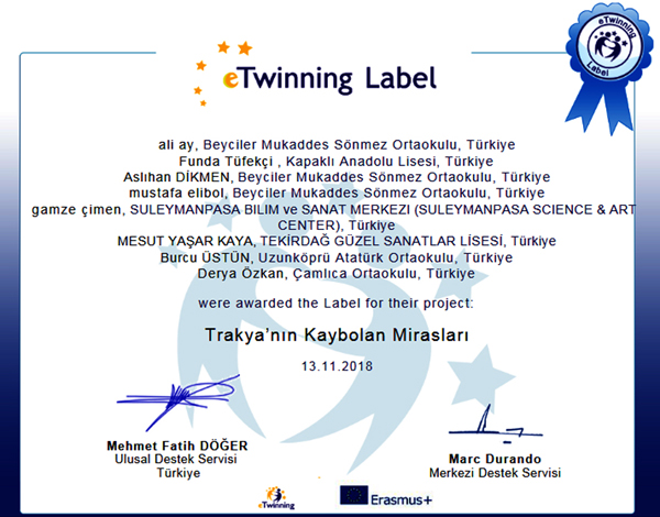 Beyciler’in eTwinning projesi onaylandı