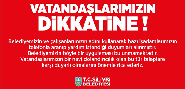 Belediyeden dolandırıcılık uyarısı!