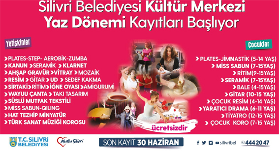 Kültür Merkezi ücretsiz yaz dönemi kurs kayıtları başladı