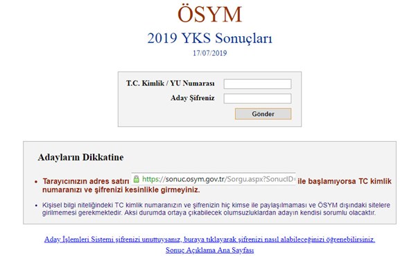 2019 Yılı YKS sonuçları açıklandı