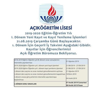 Açıköğretim Lisesi kayıtları başlıyor