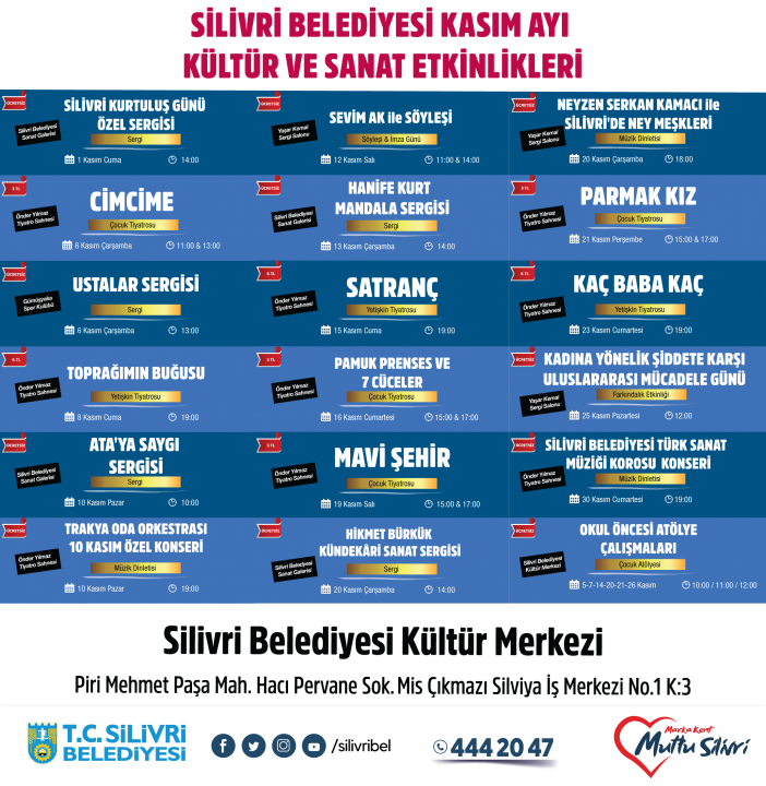 Kasım ayı kültür sanat faaliyetleri belli oldu