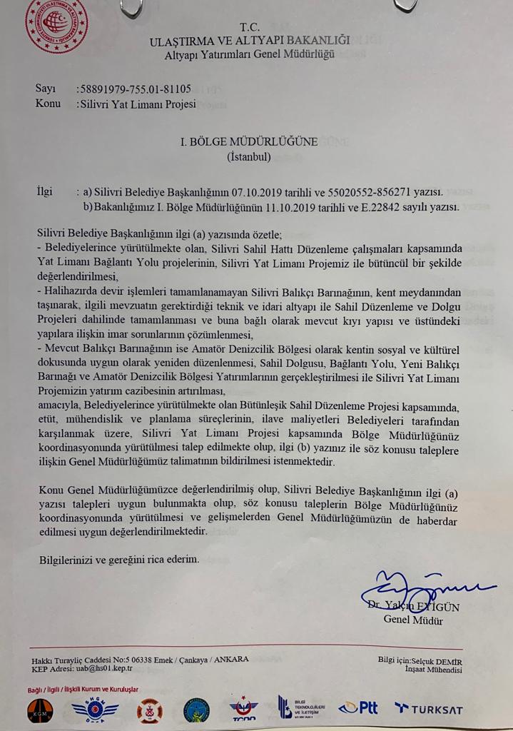 Yılmaz; Yat Limanı için onayı aldı
