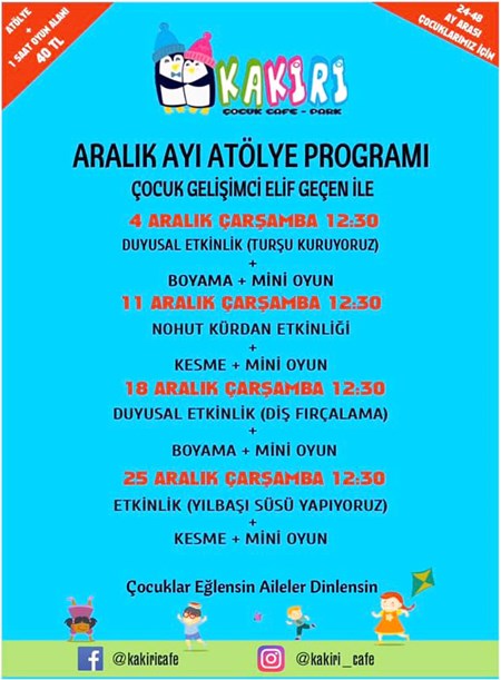 Kakiri’de Aralık Ayı  Atölye programı