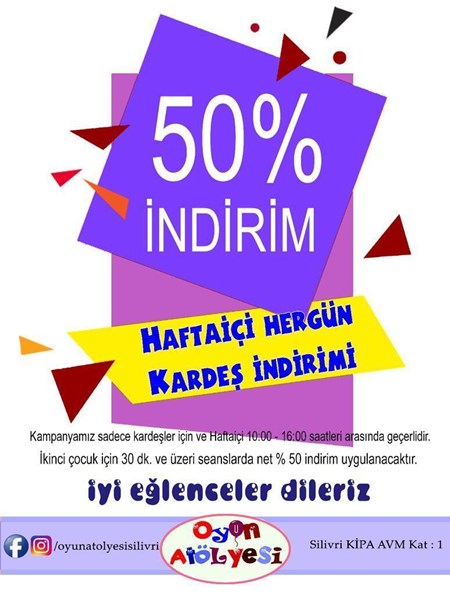 Oyun Atölyesi’nden %50 kardeş indirimi