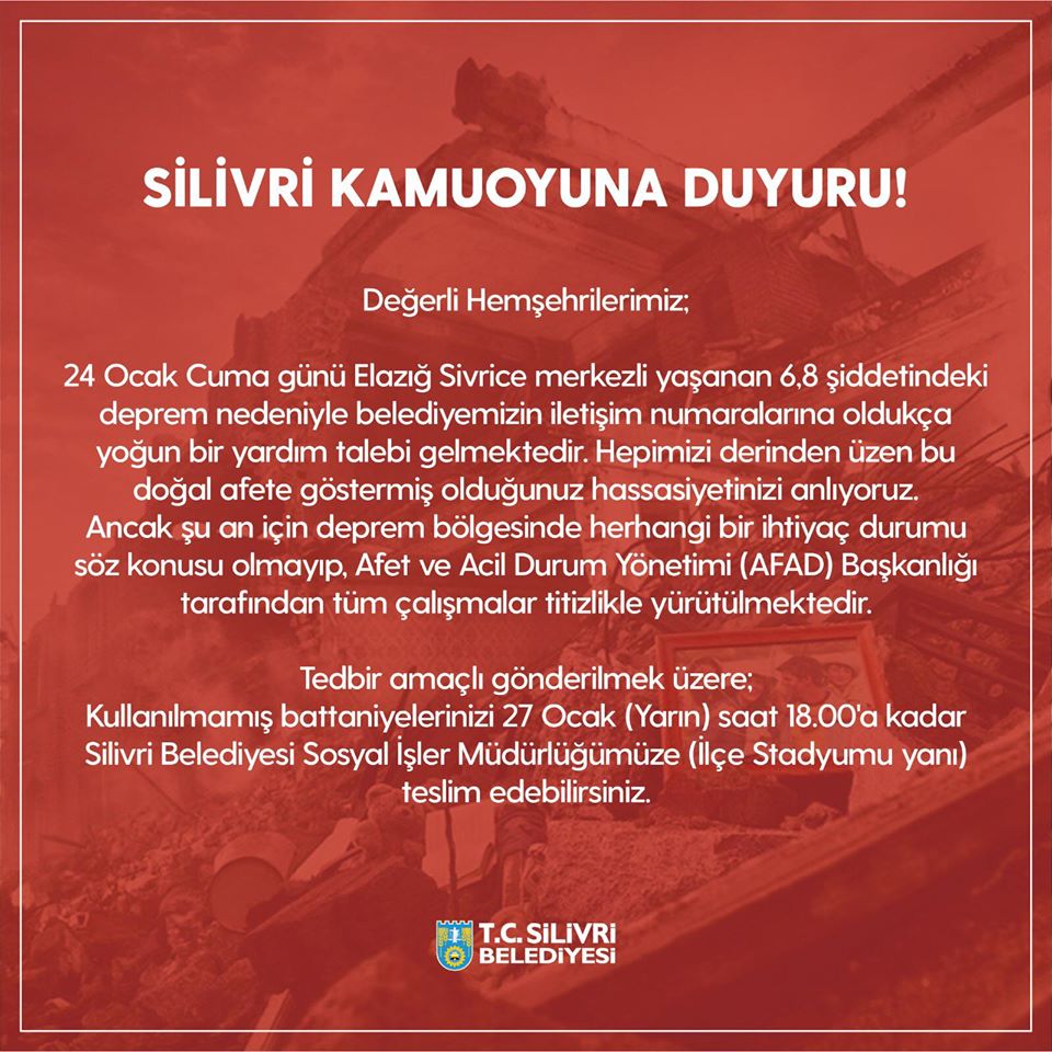 Belediyeden kamuoyu açıklaması