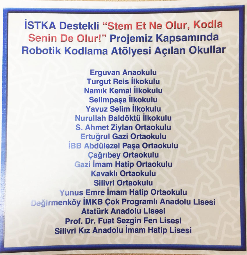 Robotik Kodlama Atölyesi kurulan okullarımız