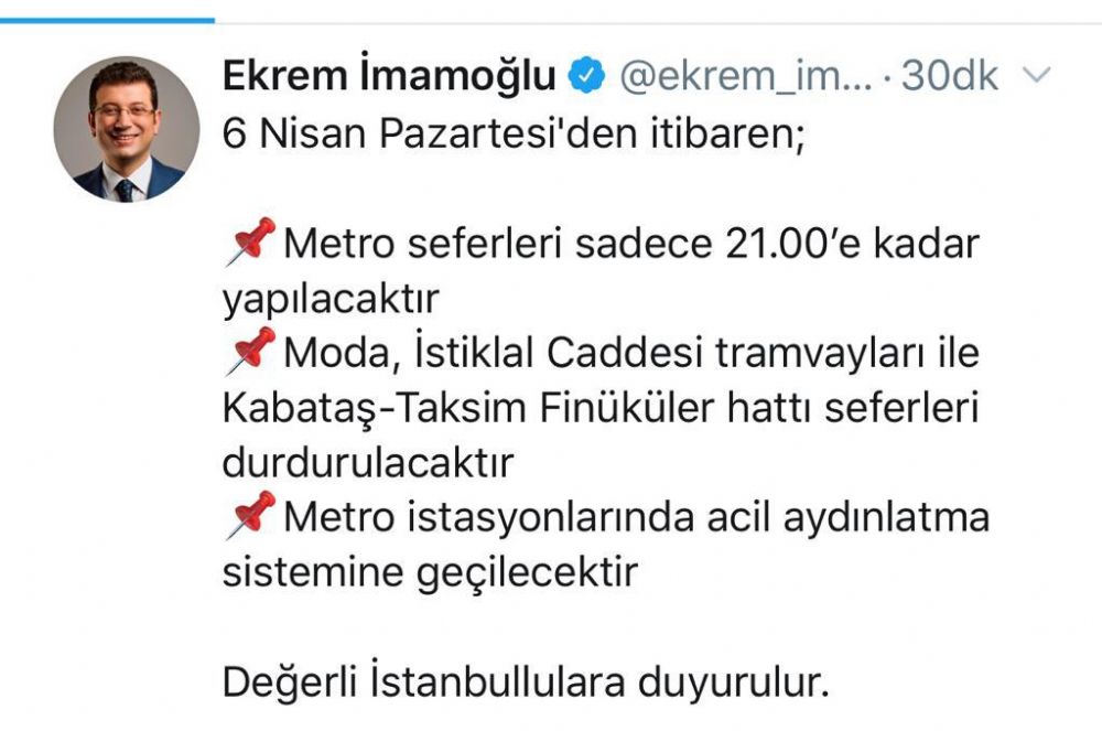 Metro seferleri 21.00’e kadar yapılacak