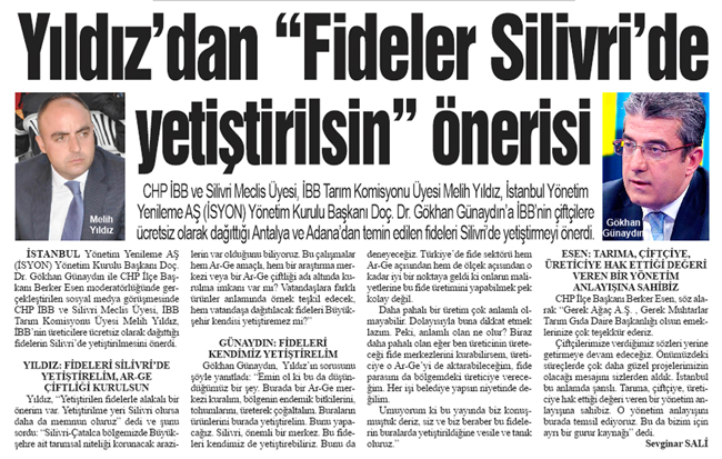 Yıldız’dan “Fideler Silivri’de yetiştirilsin” önerisi