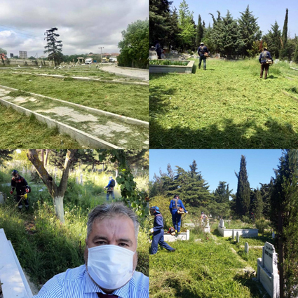 Mezarlık temizliği elbirliğiyle gerçekleştirildi