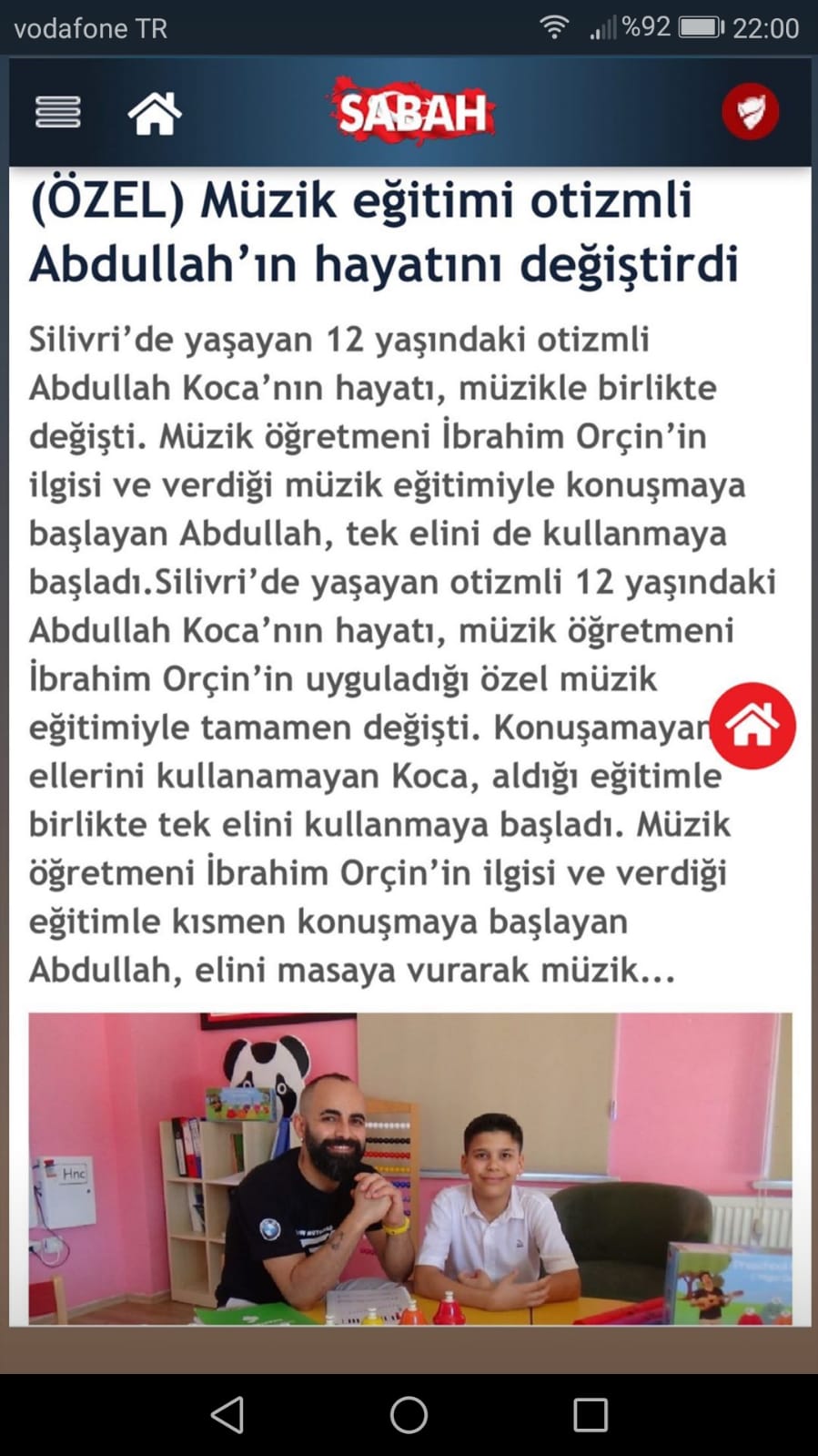 Harmonia Silivri, Otizmli öğrencisinin başarısıyla ulusal basında