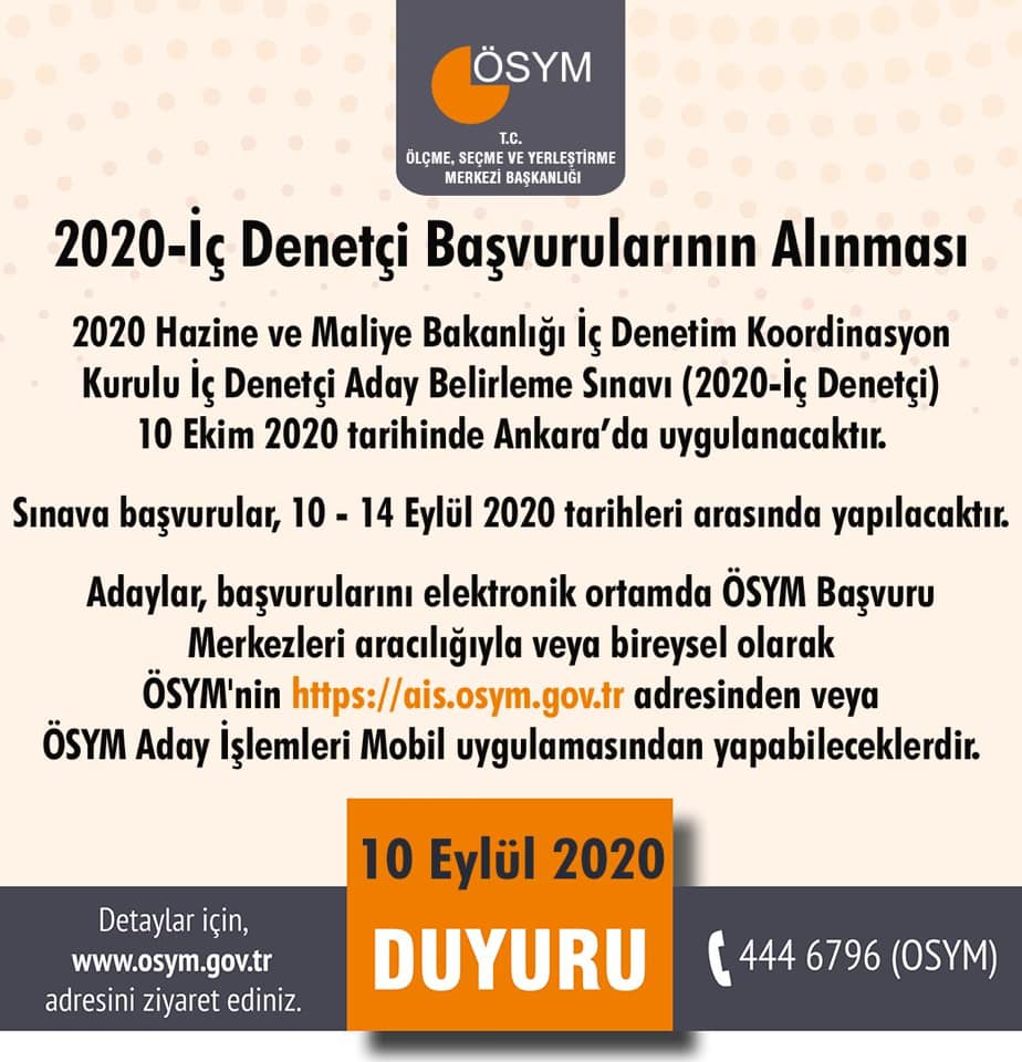 2020-İç Denetçi Aday başvuruları alınıyor