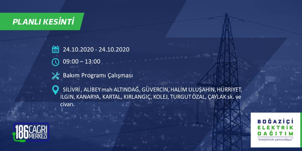 24 Ekim Cumartesi günü elektrik kesintisi