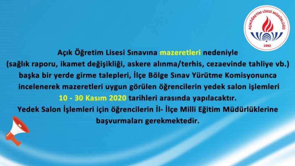 Açık Öğretim Lisesi öğrencilerinin dikkatine