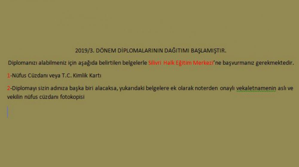 2019/3. Dönem diplomaların dağıtımına başlandı