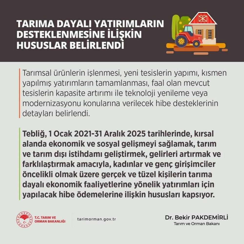 Tarımın desteklenmesine ilişkin hususlar belirlendi