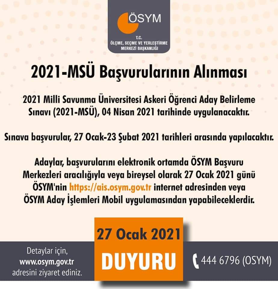 Milli Savunma Üniversitesi Askeri Öğrenci Aday Belirleme Sınavı