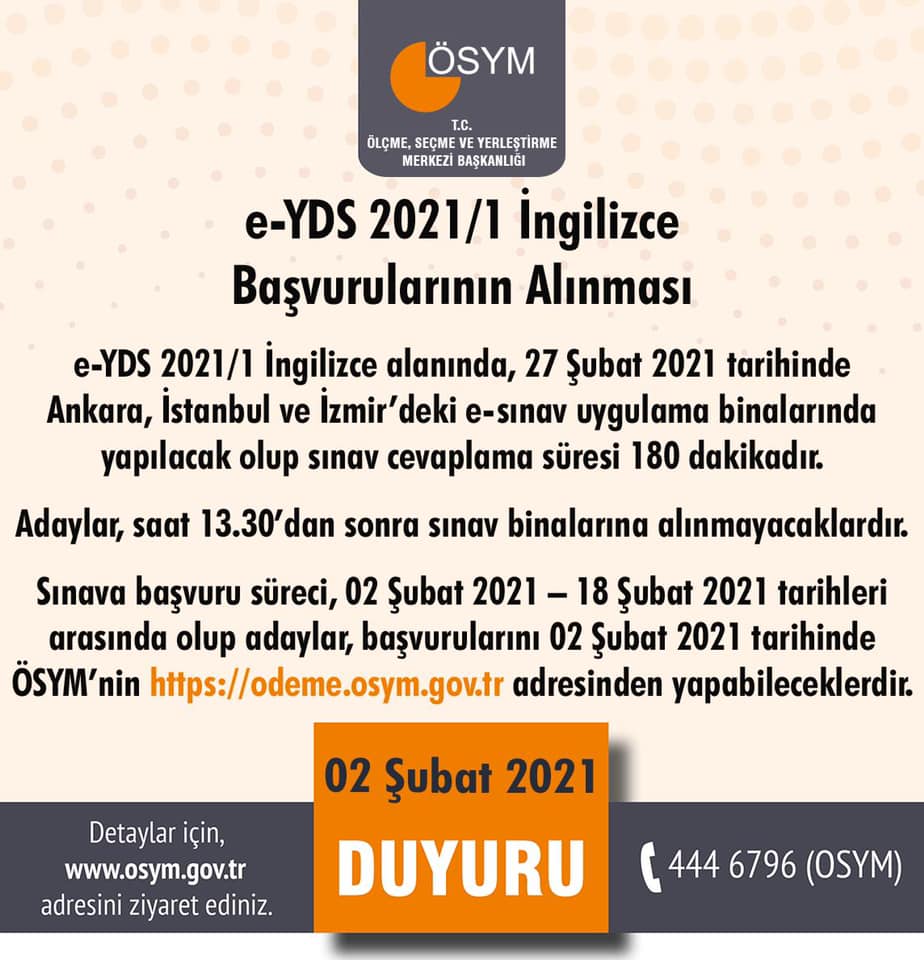 YDS başvuru işlemleri başladı