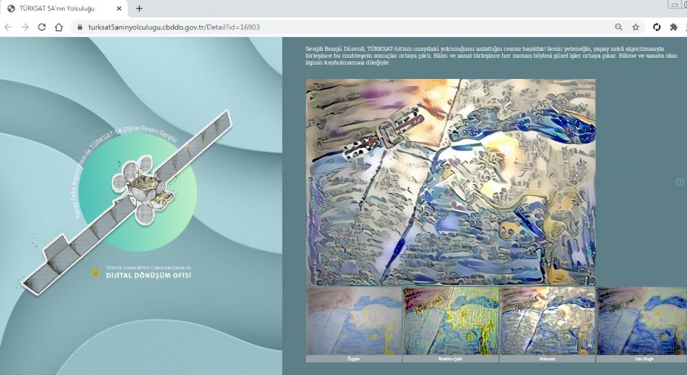 Eseri TÜRKSAT-5A Dijital Resim Sergisi’nde yer aldı