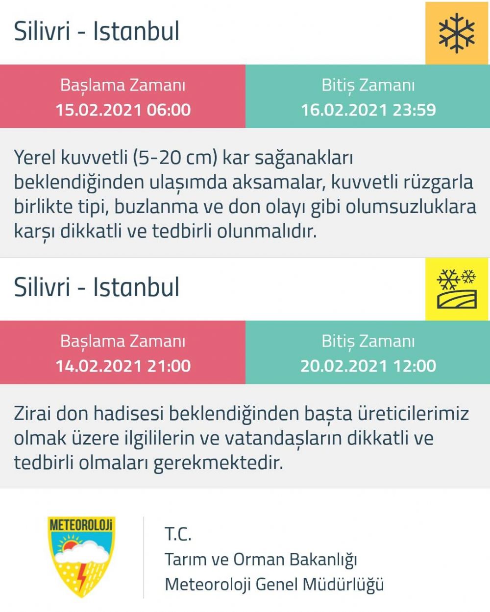 Kuvvetli kar sağanakları uyarısı