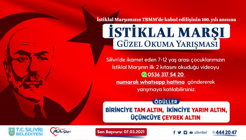 Silivri Belediyesi’nden İstiklal Marşı okuma Yarışması