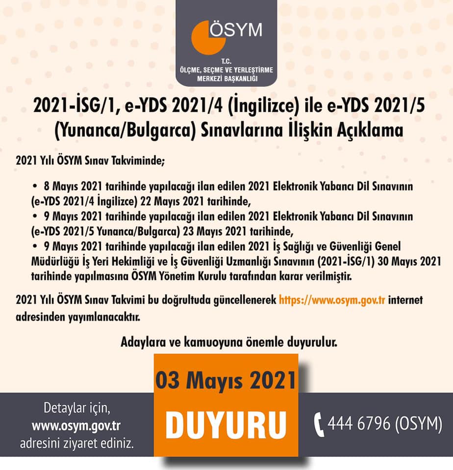 ÖSYM Başkanlığından sınav duyurusu