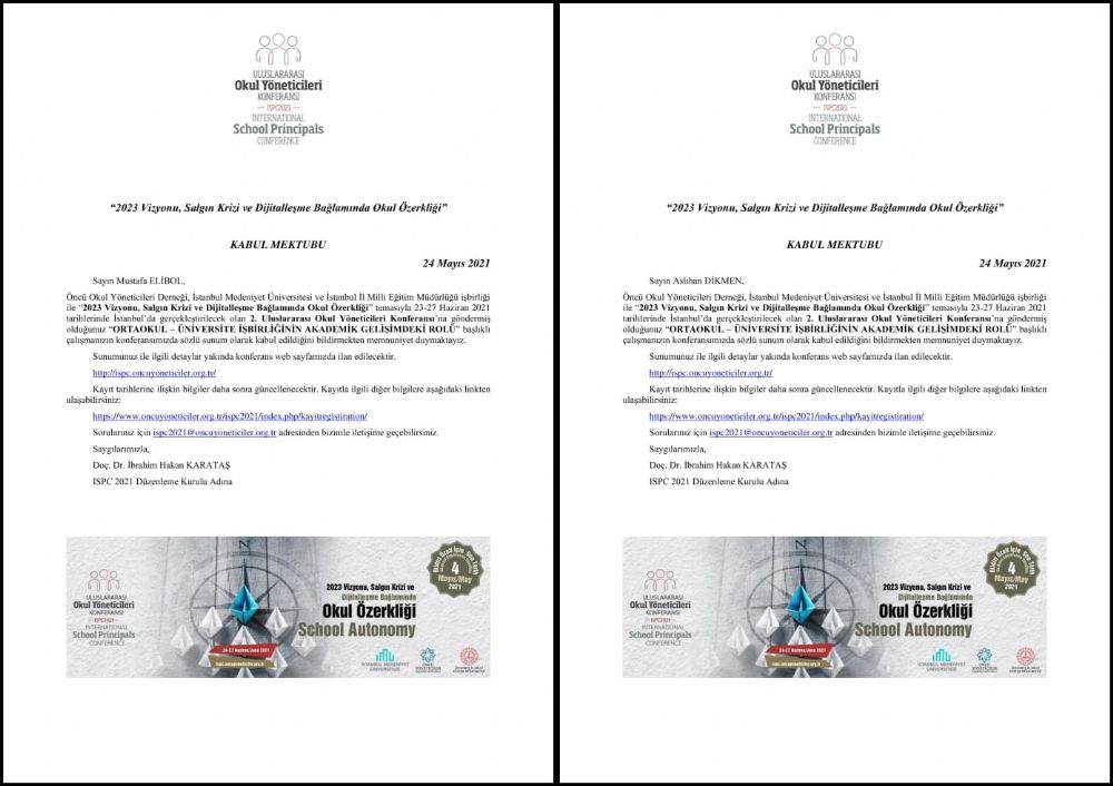 2.Uluslararası Okul Yöneticileri Konferansına katılım