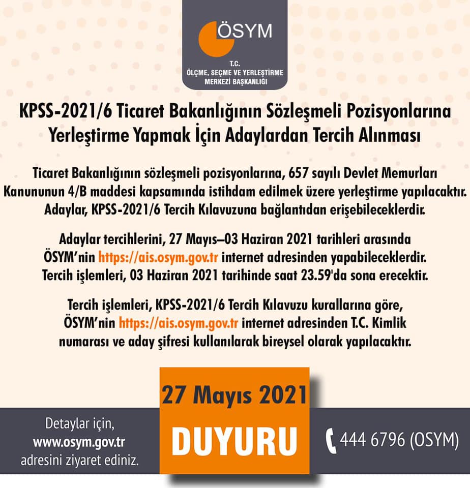 KPSS-2021/6 tercihleri başladı